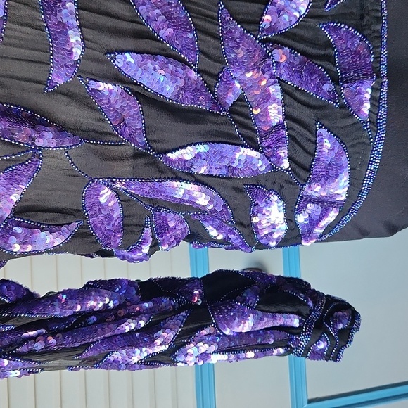 Vintage Black and Purple Sequin Top - Picture 11 of 12